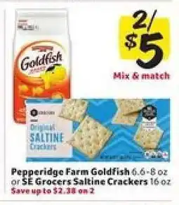Winn Dixie Pepperidge Farm Goldfish or SE Grocers Saltine Crackers offer