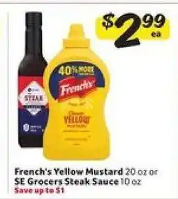 Winn Dixie French's Yellow Mustard or SE Grocers Steak Sauce offer