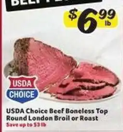 Winn Dixie USDA Choice Beef Boneless Top Round London Broil or Roast offer