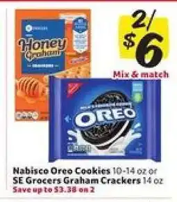 Winn Dixie Nabisco Oreo Cookies or SE Grocers Graham Crackers offer