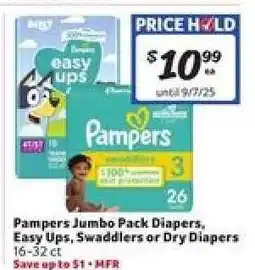 Winn Dixie Pampers Jumbo Pack Diapers, Easy Ups, Swaddlers or Dry Diapers offer