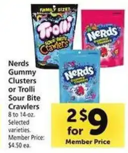 Safeway Nerds Gummy Clusters or Trolli Sour Bite Crawlers offer