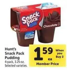 Safeway Hunt's Snack Pack Pudding offer