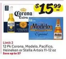 Winn Dixie 12 Pk Corona, Modelo, Pacifico, Heineken or Stella Artois offer