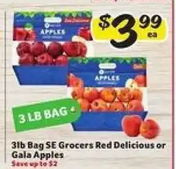 Winn Dixie 3lb Bag SE Grocers Red Delicious or Gala Apples offer