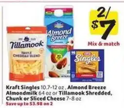 Winn Dixie Kraft Singles, Almond Breeze Almondmilk, Tillamook Cheese offer