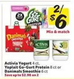 Winn Dixie Activia Yogurt, Yoplait Go-Gurt Protein, Danimals Smoothie offer