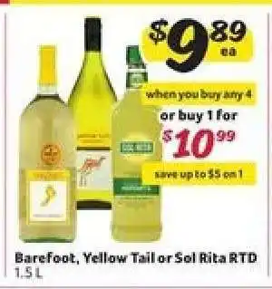Winn Dixie Barefoot, Yellow Tail or Sol Rita RTD offer