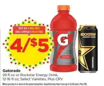 Food 4 Less Gatorade or Rockstar Energy Drink offer