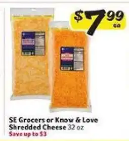 Winn Dixie SE Grocers or Know & Love Shredded Cheese offer