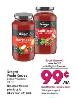 Kroger Kroger Pasta Sauce offer
