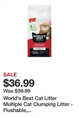 Petsmart World's Best Cat Litter Multiple Cat Clumping Litter - Flushable, 99% Dust Free, Clumping, 28 LB offer
