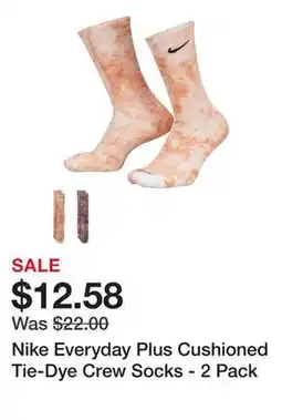 Dick's Sporting Goods Nike Everyday Plus Cushioned Tie-Dye Crew Socks - 2 Pack offer