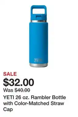 Dick's Sporting Goods YETI 26 oz. Rambler Bottle with Color-Matched Straw Cap offer