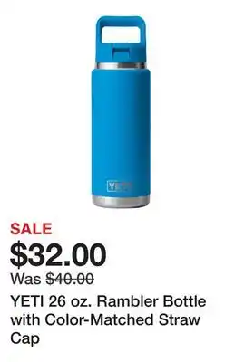Dick's Sporting Goods YETI 26 oz. Rambler Bottle with Color-Matched Straw Cap offer