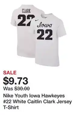 Dick's Sporting Goods Nike Youth Iowa Hawkeyes #22 White Caitlin Clark Jersey T-Shirt offer