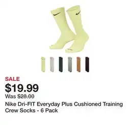 Dick's Sporting Goods Nike Dri-FIT Everyday Plus Cushioned Training Crew Socks - 6 Pack offer