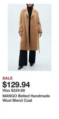 Nordstrom MANGO Belted Handmade Wool Blend Coat offer