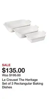 Nordstrom Le Creuset The Heritage Set of 3 Rectangular Baking Dishes offer