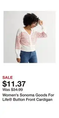 Kohl's Women's Sonoma Goods For Life Button Front Cardigan offer