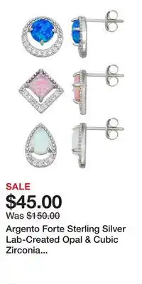 Kohl's Argento Forte Sterling Silver Lab-Created Opal & Cubic Zirconia Earring Set offer