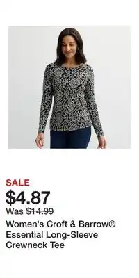 Kohl's Women's Croft & Barrow Essential Long-Sleeve Crewneck Tee offer