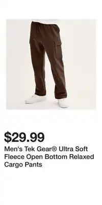 Kohl's Men's Tek Gear Ultra Soft Fleece Open Bottom Relaxed Cargo Pants offer