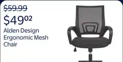 Walmart Alden Design Ergonomic Mesh Chair Adjustable Mid Back Swivel Office Chair with Armrests, Black offer