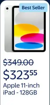 Walmart 2025 Apple 11-inch iPad A16 Wi-Fi 128GB - Silver offer