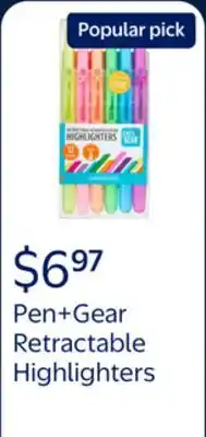 Walmart Pen+Gear Retractable Highlighters, Chisel Tip, Assorted Colors, Multi Colored Ink offer
