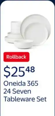 Walmart Oneida 365 24 Seven 12-Piece White Porcelain Tableware Set (Service for 4) offer