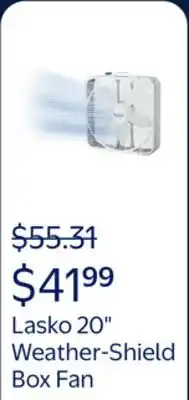 Walmart Lasko 20 Weather-Shield Performance 3-Speed Box Fan offer