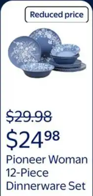 Walmart The Pioneer Woman 12-Piece Daisy Bamboo Melamine Dinnerware Set offer