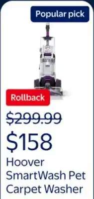Walmart Hoover SmartWash Pet, Complete Automatic Upright Carpet Washer, FH53010 offer