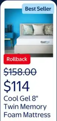 Walmart Cool Gel 8 Twin Medium Tight Top Gel Memory Foam Mattress offer