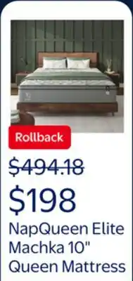 Walmart NapQueen Elite Series Machka 10 Queen Size Mattress, Hybrid Pocket Spring Coils, Bed In a Box, Adult offer