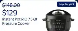 Walmart Instant Pot RIO Wide Base 7.5 Qt Large Pressure Cooker with 7-in-1 Multicooker Settings offer