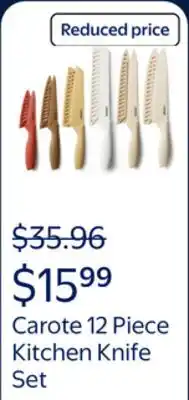 Walmart Carote 12 Pcs Kitchen Knife Set, Stainless Steel Knife Set with Creamic Coating, Taupe offer