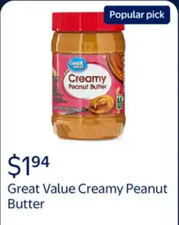 Walmart Great Value Creamy Peanut Butter offer