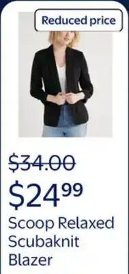 Walmart Scoop Women's and Women's Plus Relaxed Scubaknit Blazer with Scrunch Sleeves offer