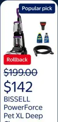 Walmart BISSELL PowerForce Pet XL Upright Deep Carpet Cleaner, 3748 offer