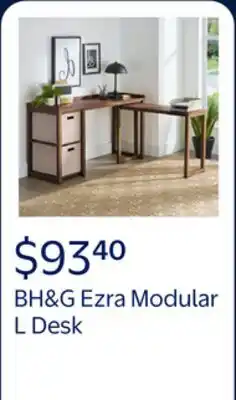 Walmart Better Homes & Gardens Ezra Modular L Desk with 2-Cube Storage, Walnut Finish offer
