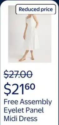 Walmart Free Assembly Women's Sleeveless Cotton Eyelet Panel Midi Dress offer