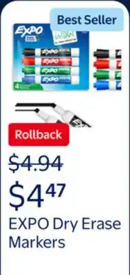 Walmart EXPO Dry Erase Markers, Chisel Tip, Assorted Colors offer