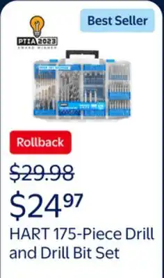 Walmart HART 175-Piece Assorted Drill and Drill Bit Set Wood/Metal/PVC, Customizable Modular Storage Case offer