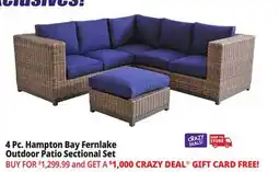 Ocean State Job Lot 4 Pc. Hampton Bay Fernlake Outdoor Patio Sectional Set offer