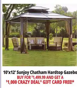 Ocean State Job Lot Sunjoy Chatham 10' x 12' Hardtop Gazebo with Netting offer