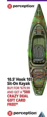 Ocean State Job Lot Perception Hook Angler 10.5 Kayak Moss Camo offer