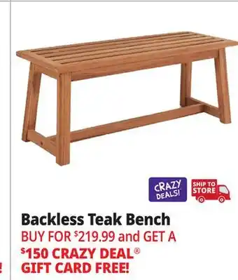Ocean State Job Lot Backless Teak Bench offer