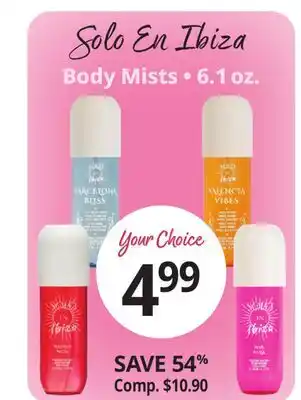 Ocean State Job Lot Solo En Ibiza Body Mists offer